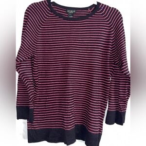 Grace Black and Pink Striped Knit Top long sleeve petite large